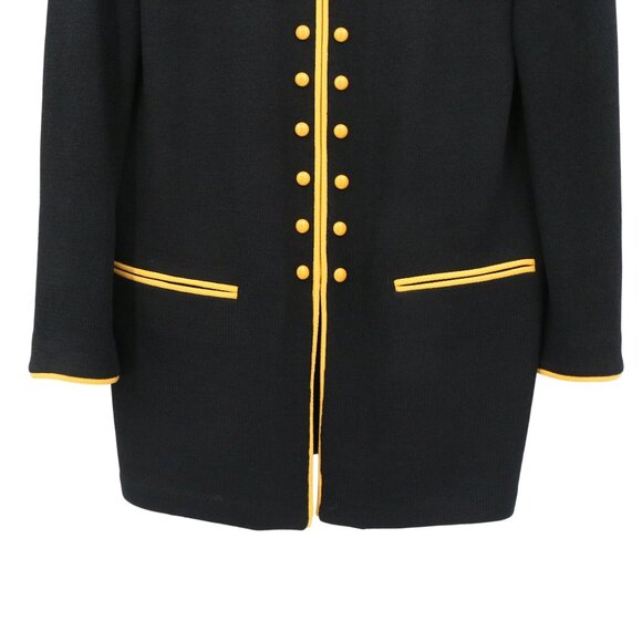 St. John Collection Black Gold Satin Trim & Corsage Santana Knit Jacket 8 - Picture 5 of 7